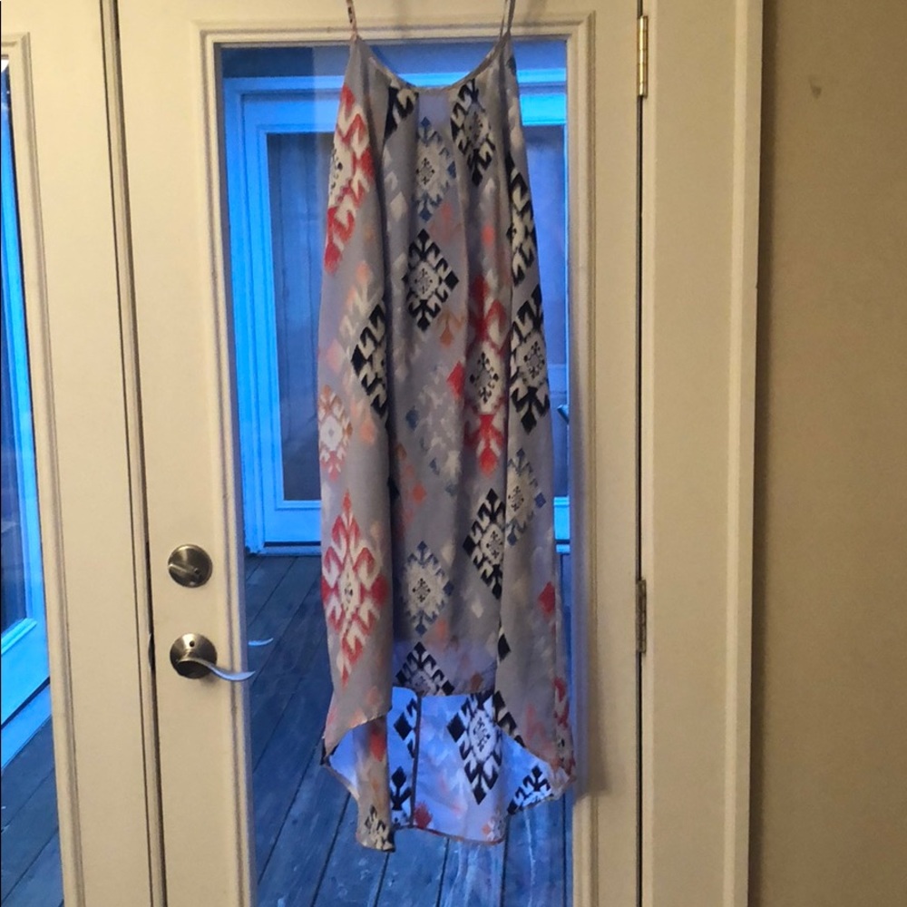 High low blue patterned dress